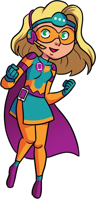 Heldin von hey contact heroes mit Headset